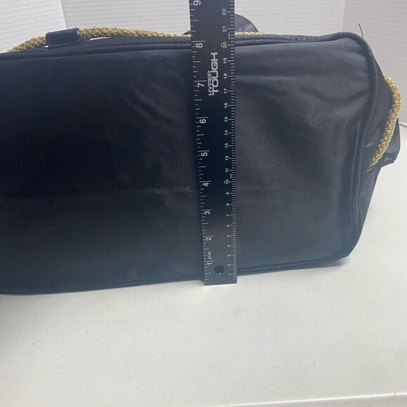 Black & Gold French Cities embroidered Shoulder Bag Carryall Zipper Closure - Picture 6 of 9